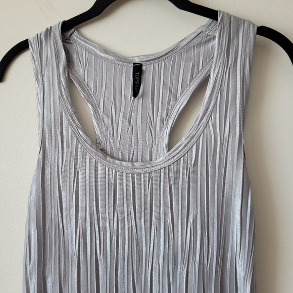 TOPSHOP Silver Pleated Racerback Tank - Picture 3 of 11